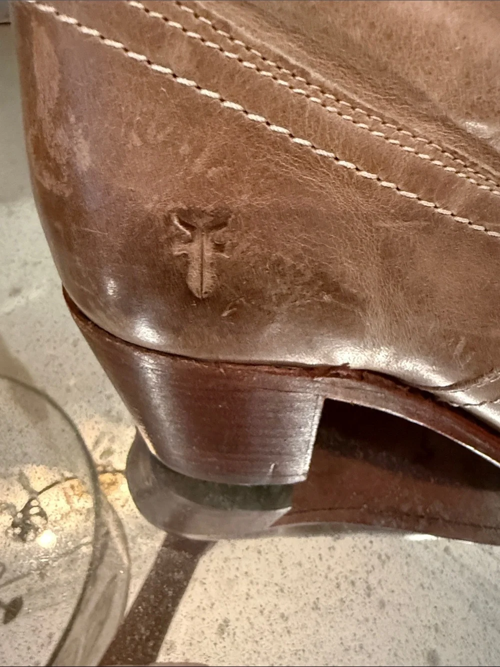 Frye Taupe Leather Over-the-Knee Boots with Buckle